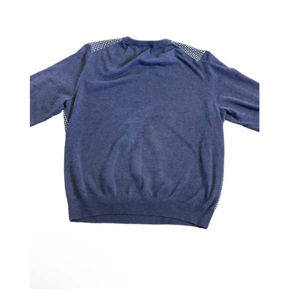 Alan Flusser Men’s Heather Navy and White Design V Neck Sweater Size X-Large - Picture 5 of 5
